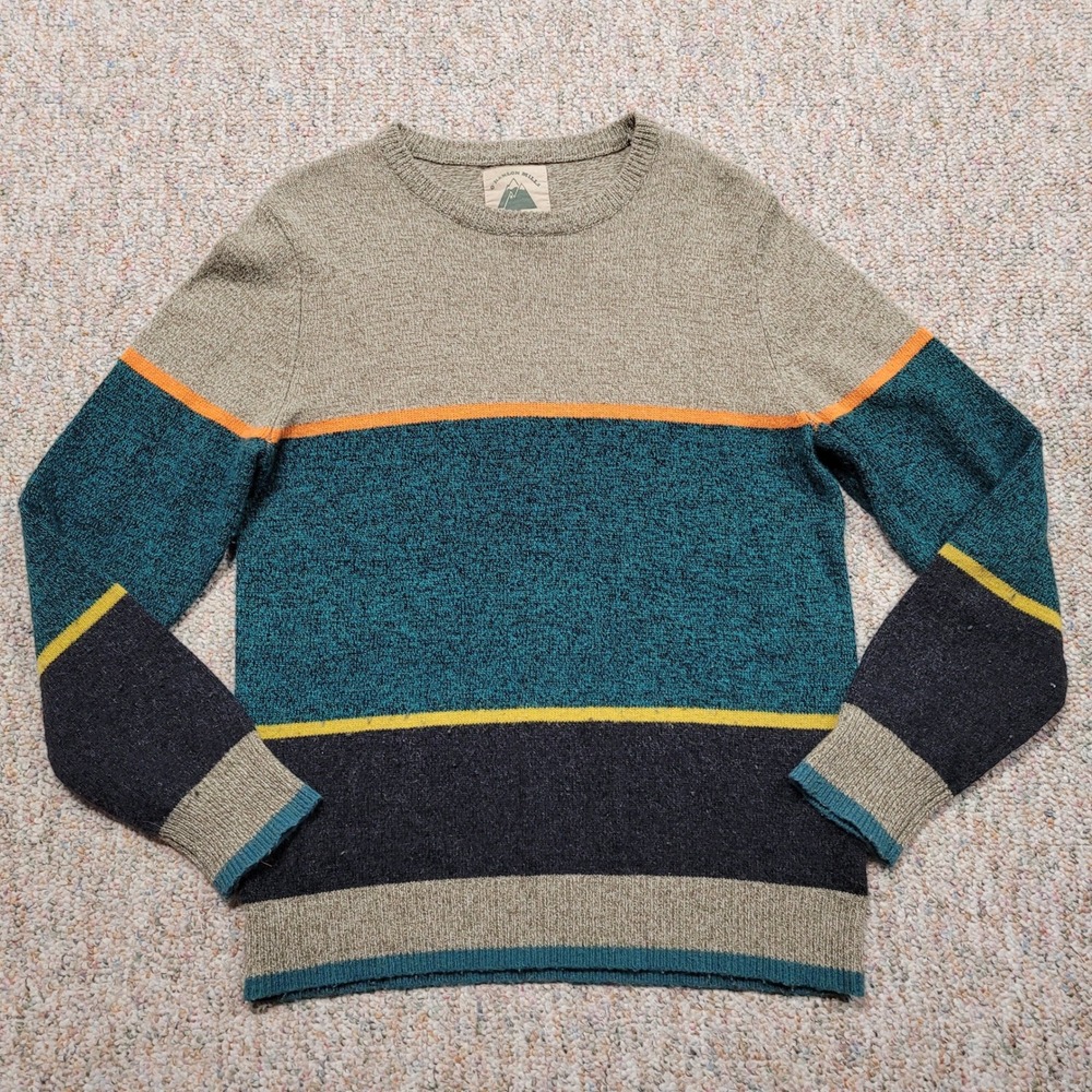 O'Hanlon Mills Sweater Men Large Multi Striped Crewneck Lambs Wool Blend Outdoor